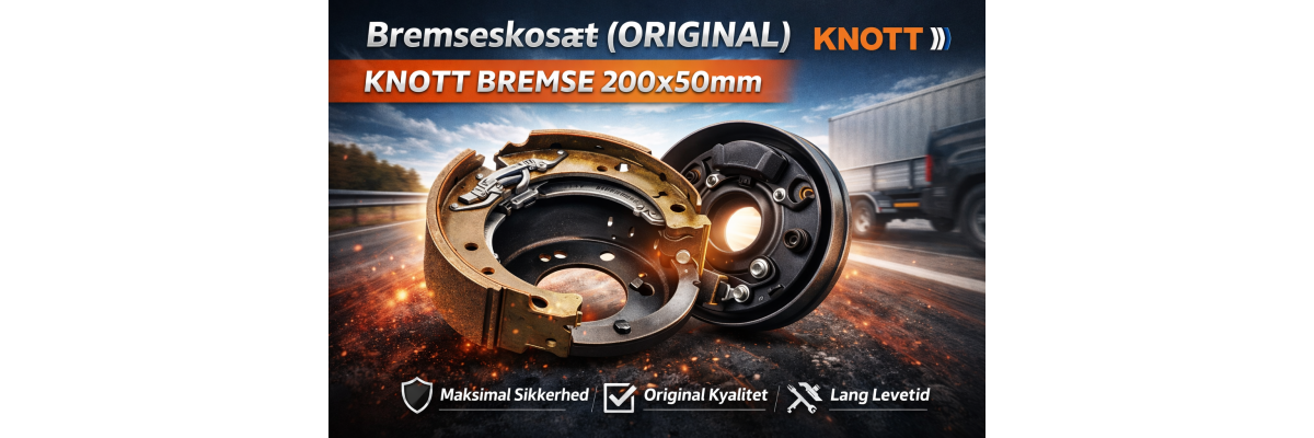 Bremseskosæt (ORIGINAL) til KNOTT Bremse 200x50mm – Driftssikker bremseydelse til trailere og anhængere - Bremseskosæt ORIGINAL KNOTT 200x50mm | Trailer reservedele hos AFATEK