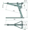 Galvaniseret drejestøtte ALKO systemchassis A 505 mm B 470 mm C 260 mm D 190 mm