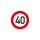 Hastighedsskilt PVC-film rød / hvid 40 km / t