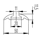 Luftfartøjets surringsskinne aluminium L 2998 mm uboret, B 50 mm, H 11,5 mm