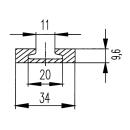 Luftfartøjets surringsskinne aluminium L 2998 mm uboret, B 34 mm, H 9,6 mm