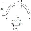 De Haan - skærm til enkeltakslede køretøjer HR 1556, H 1509/12, B 150 / S 560 mm